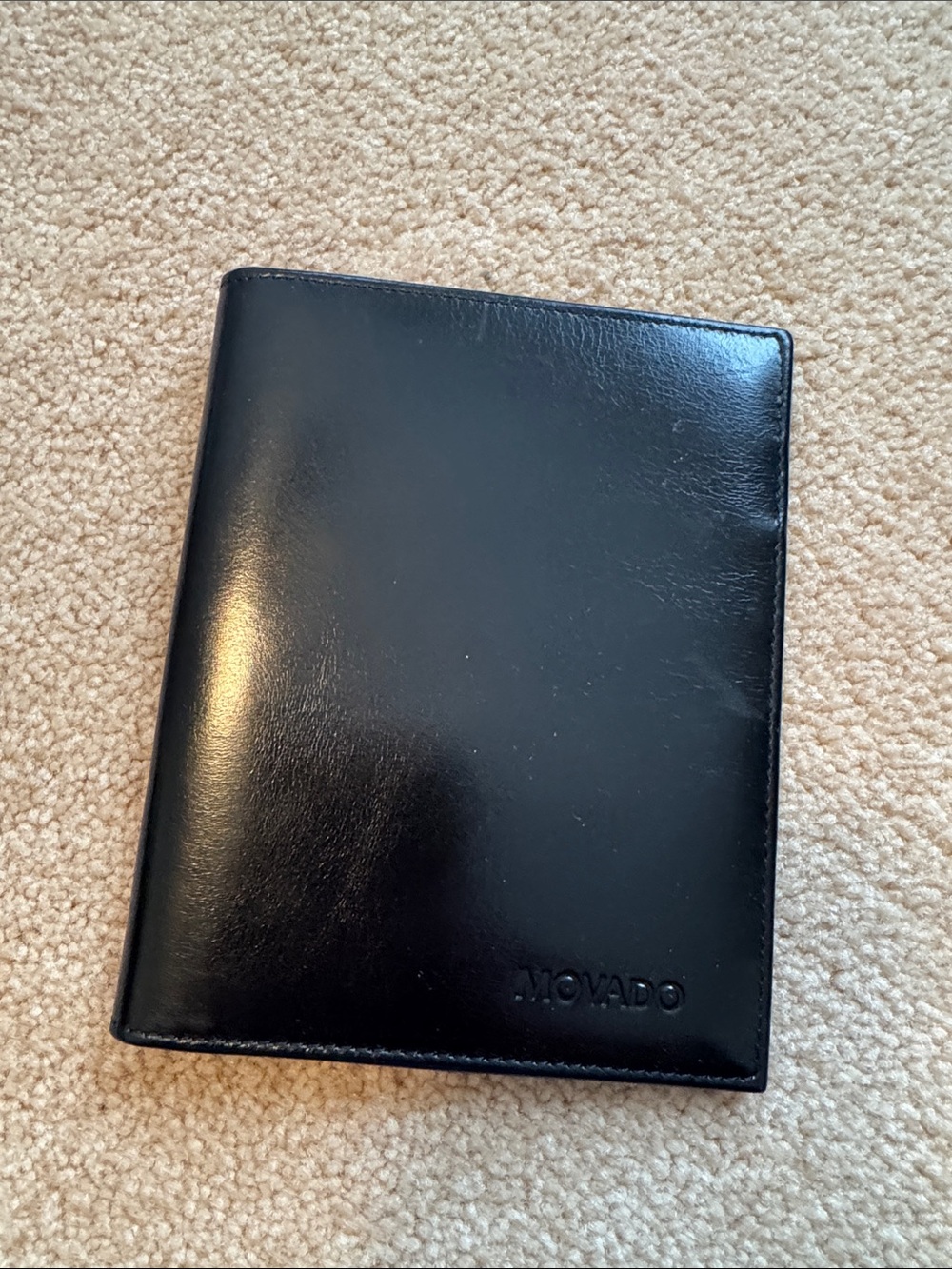 Movado Black Leather Travel Card & Passport Holder